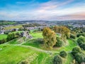 Medieval Trim Castle surrounded with green meadows with blue sky background Royalty Free Stock Photo