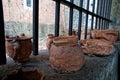 Medieval and tudor pottery, a display of late.