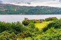 Medieval Urquhart Castle on the shore of Loch Ness on a hill overlooking the beautiful landscape, Scotland, UK. Royalty Free Stock Photo