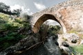 Medieval Venetian stone bridge of Akapnou over Vasilikos river. Limassol District, Cyprus Royalty Free Stock Photo