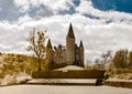 Medieval Veves castle near Namur, infrared view Royalty Free Stock Photo