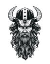 Viking Head Black And White Vector