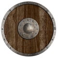 Medieval or vikings' wooden shield isolated