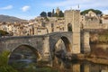 Medieval village of Besalu. Stone bridge. Garrotxa. Girona, Catalonia. Spain Royalty Free Stock Photo