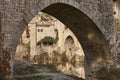 Medieval village of Besalu. Stone bridge. Garrotxa. Girona, Catalonia. Spain Royalty Free Stock Photo