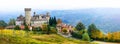 Medieval village borgo Vigoleno with well preserved castle in Royalty Free Stock Photo