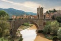 Medieval village and bridge in Besalu. Catalonia, Spain Royalty Free Stock Photo