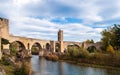 Medieval village and castle in Besalu, Costa Brava, Spain. Besalu is a famous tourist destination in Spain, South Europe. Nice pla