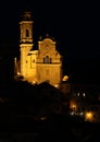 The church of St. John the Baptist at night.the medieval village of Cervo (San Bartolomeo al Mare) Imperia-Italy Royalty Free Stock Photo