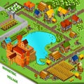 Medieval Village Isometric Illustration