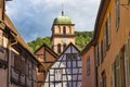 Medieval village Kaysersberg, roofs of ancient houses. Alsace Wine Route. France Royalty Free Stock Photo