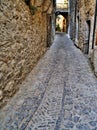 Mesta medieval stone village alley. Royalty Free Stock Photo