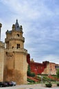 Medieval village of Olite with towers from the old castle, Navarre, Spain.