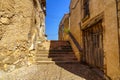 Medieval village with stone houses, cobblestone streets, old doors and windows, arches and walls. Maderuelo Segovia Spain. Europe