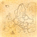 Medieval vintage europe map on old paper