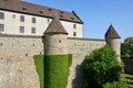 Medieval wall at the Marienberg castle in Wuerzburg with blue sk Royalty Free Stock Photo