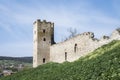 Medieval wall and tower of Genoese fortress in the city of Feodosia on the Crimean Peninsula, built by colonists from Genoa