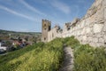 Medieval wall and tower of Genoese fortress in Feodosia on the Crimean Peninsula, built by colonists from Genoa in the 14 century