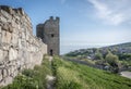 Medieval wall and tower of Genoese fortress in Feodosia on the Crimean Peninsula, built by colonists from Genoa in the 14 century