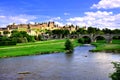 Medieval walled city of Carcassonne, France with historic bridge