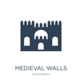 medieval walls in avila icon in trendy design style. medieval walls in avila icon isolated on white background. medieval walls in