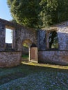 Medieval walls in the interior of an abandoned church