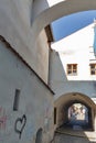 Medieval walls of Miklus prison museum in Kosice, Slovakia. Royalty Free Stock Photo