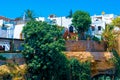 Medieval walls and white houses of Kasbah of the Udayas at the Bou Regreg river on a sunny day. Rabat, Morocco