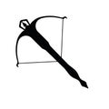 Medieval war type of weapon arbalest, concept icon crossbow weapon black silhouette vector illustration, isolated on white. Flat