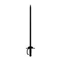 Medieval war type of weapon, concept icon rapier sword old cold weaponry black silhouette vector illustration, isolated on white.