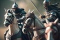 Medieval Warfare in Unreal Engine 5: Cinematic, Hyper-Detailed Knights on Horseback with Bokeh and Depth of Field