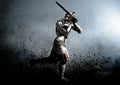 Medieval warrior in battle Royalty Free Stock Photo