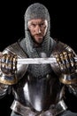 Medieval Warrior with chain mail armour and Sword Royalty Free Stock Photo