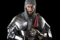 Medieval Warrior with chain mail armour and sword Royalty Free Stock Photo