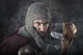 Medieval Warrior with chain mail armour and sword Royalty Free Stock Photo