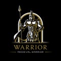 Medieval warrior illustration logo vector Royalty Free Stock Photo