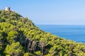 Medieval watchtower above Mediterranean Sea on Majorca island