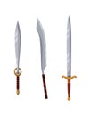 Medieval weapon collection. Ancient weaponry, war and heraldry concept. Illustration of melee weapon icons. World melee