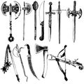 Medieval weapons vector set. Royalty Free Stock Photo