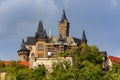 Medieval Wernigerode castle over old town, Germany Royalty Free Stock Photo