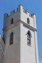 Medieval white tower built in the Gothic style