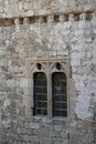 Medieval window in Lindos castle in Rhodes, Greece
