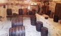 A medieval wine cellar in the Neamt fortress Royalty Free Stock Photo