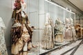 Medieval women`s dresses on mannequins