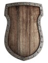 Medieval wooden coat of arms shield isolated