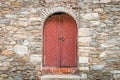 Medieval wooden door in old church Royalty Free Stock Photo