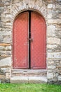 Medieval wooden door in old church Royalty Free Stock Photo