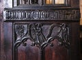 Medieval Wooden Screen in the of Church of All Hallows church in the village of Great Mitton, Lancashire Royalty Free Stock Photo