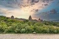 Medieval wooden Zaporozhian Sich buildings on Khortytsia island, Ukraine