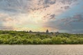 Medieval wooden Zaporozhian Sich buildings on Khortytsia island, Ukraine